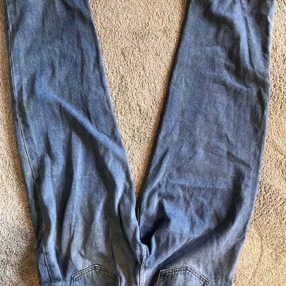 Nasty Gal wide leg high rise denim jean medium wash two waist button options s4 - Picture 3 of 7
